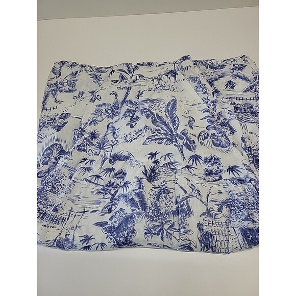 Joie Womens Blue White Floral Tropical 100% Linen Maxi Skirt Pull On Pockets XL - Picture 13 of 13
